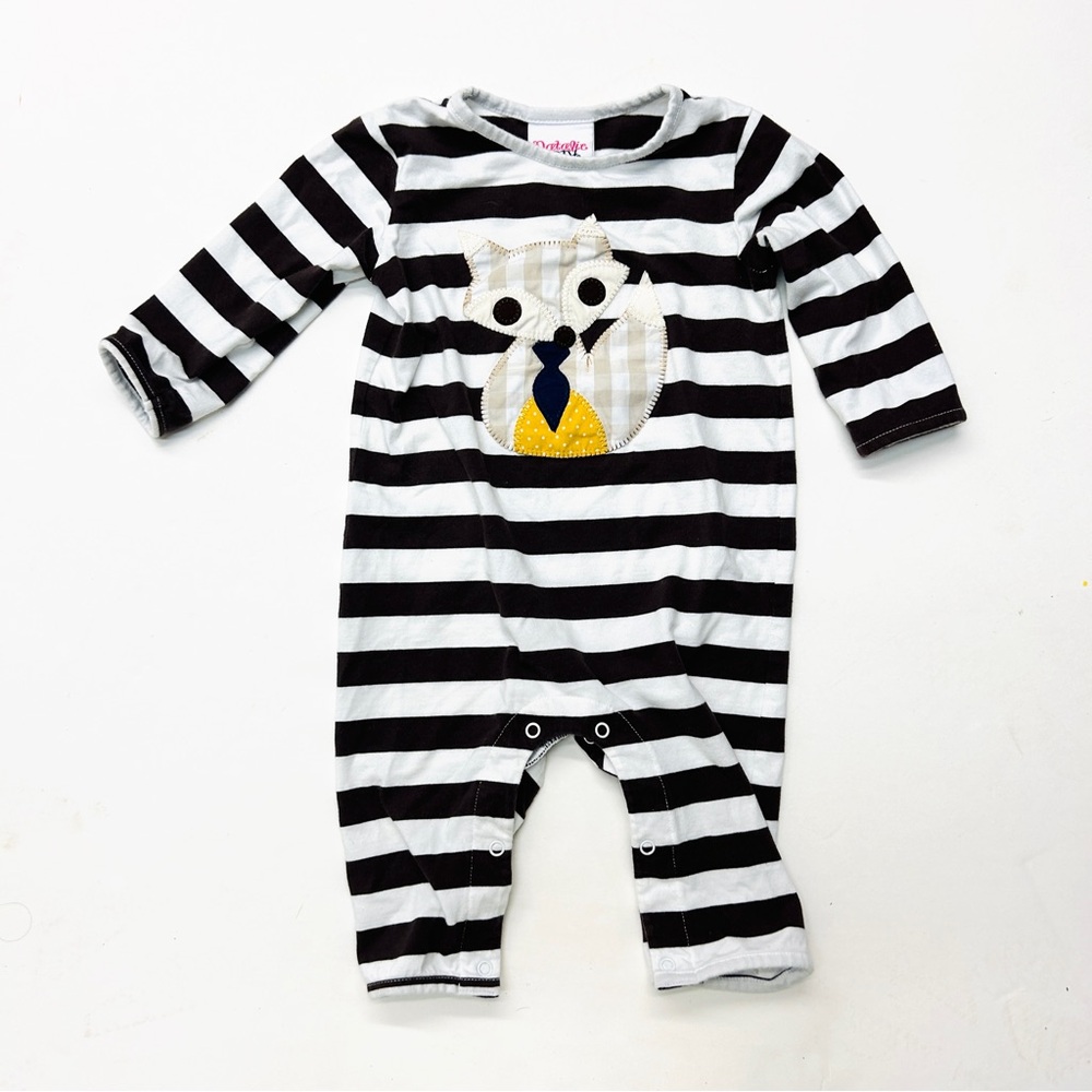 Natalie Grant Striped Brown and White Owl Baby Unisex One Piece Romper